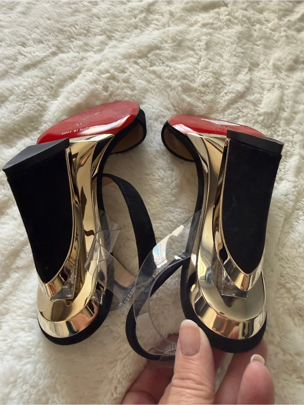 Christian Louboutin Levitalo 100 Black Suede PVC Wedges EU 36